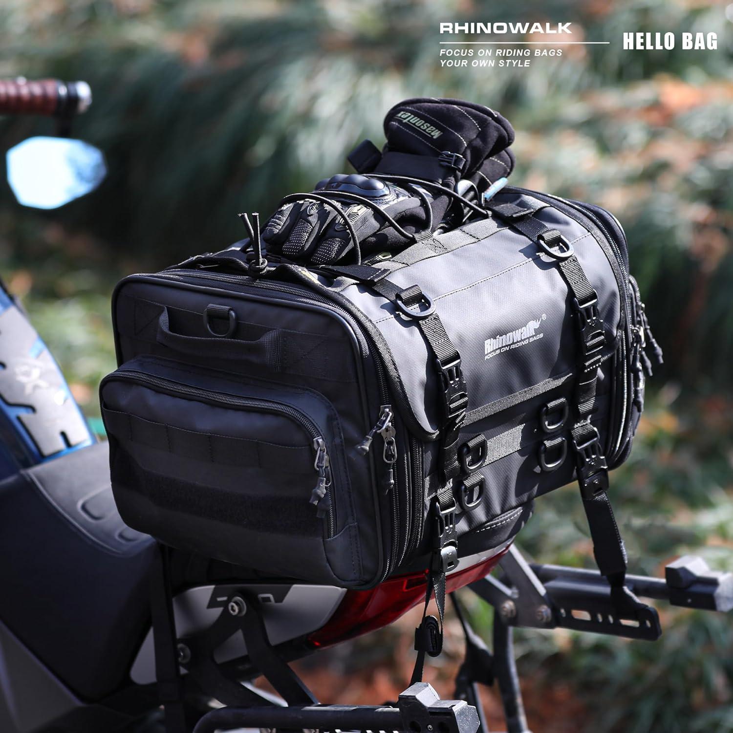 Motorrad Satteltasche 33-45L Wasserdicht Hecktasche Schwarz