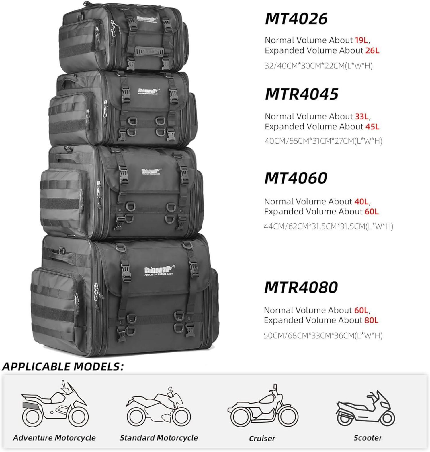 Motorrad Sitztaschen 33-45L Wasserdicht Rücksitztasche Gepäcktasche