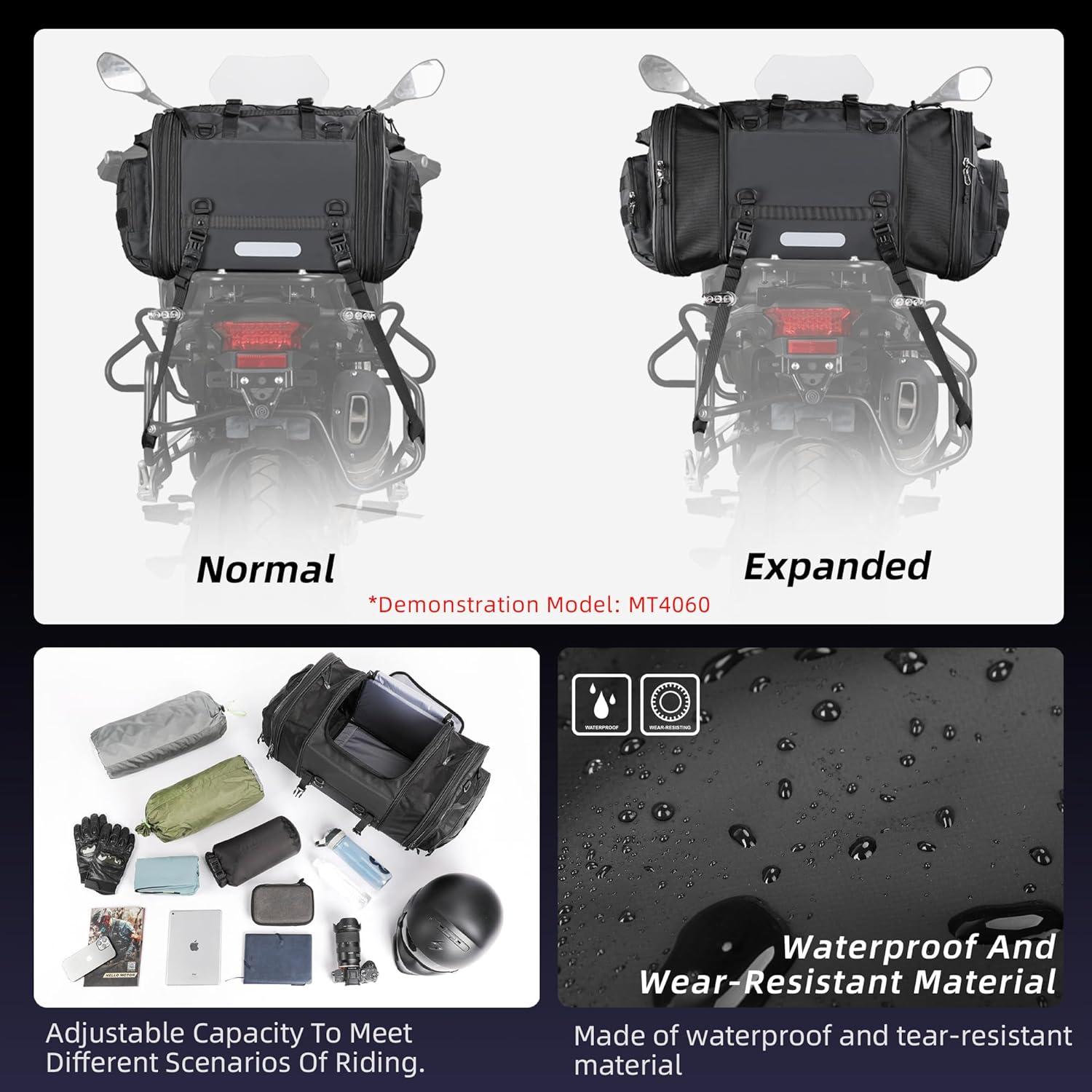Motorrad Sitztasche 60-80L Wasserdicht Rücksitz Hecktasche