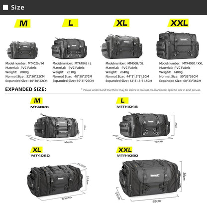 Motorrad Sitztaschen 60-80L Wasserdicht Rücksitztasche Gepäcktasche