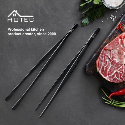 Edelstahl Kochpinzetten Set 2 Stück 30,5 cm Schwarz