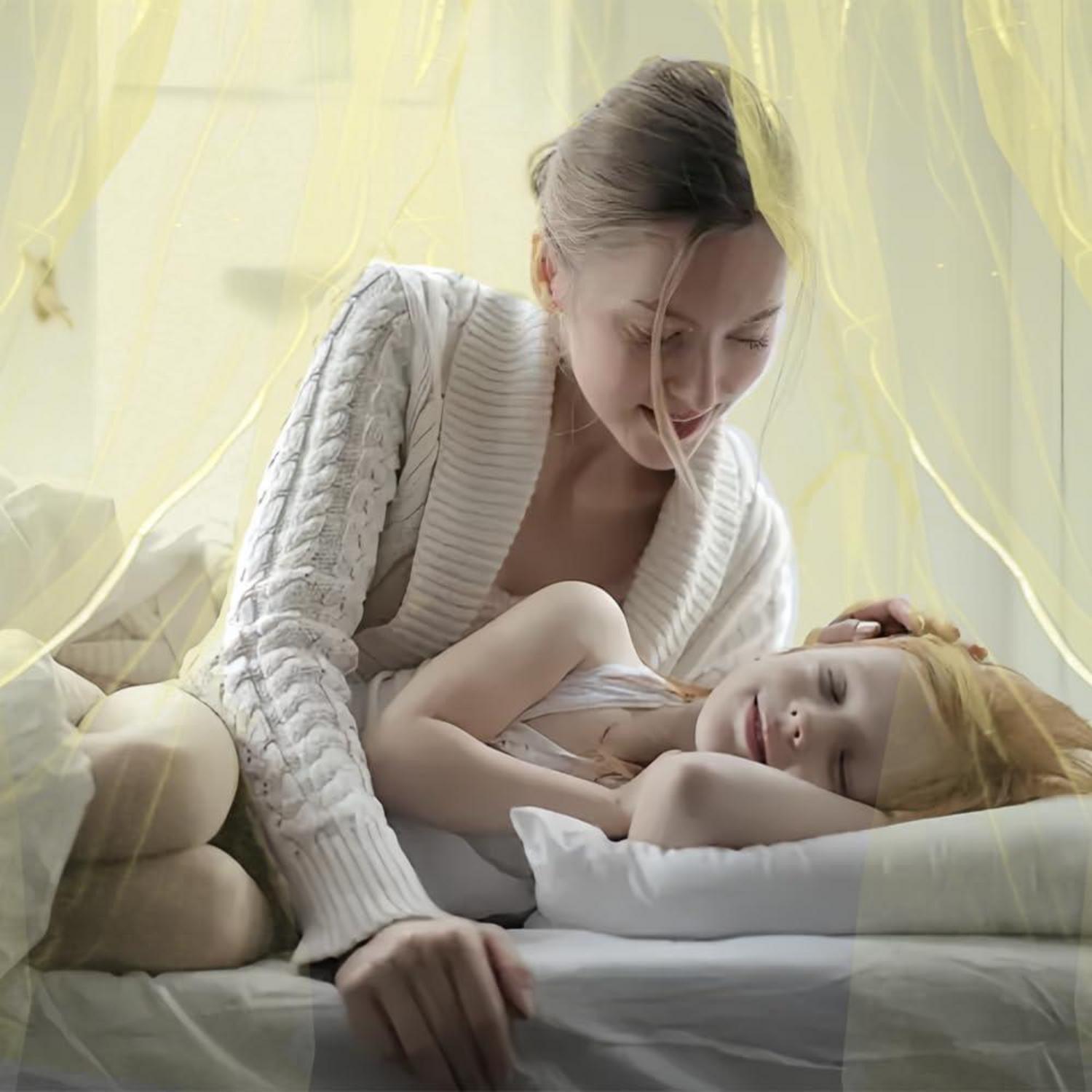Moskitonetz Bett Gelb Feinmaschiges für Doppelbetten Einzelbett