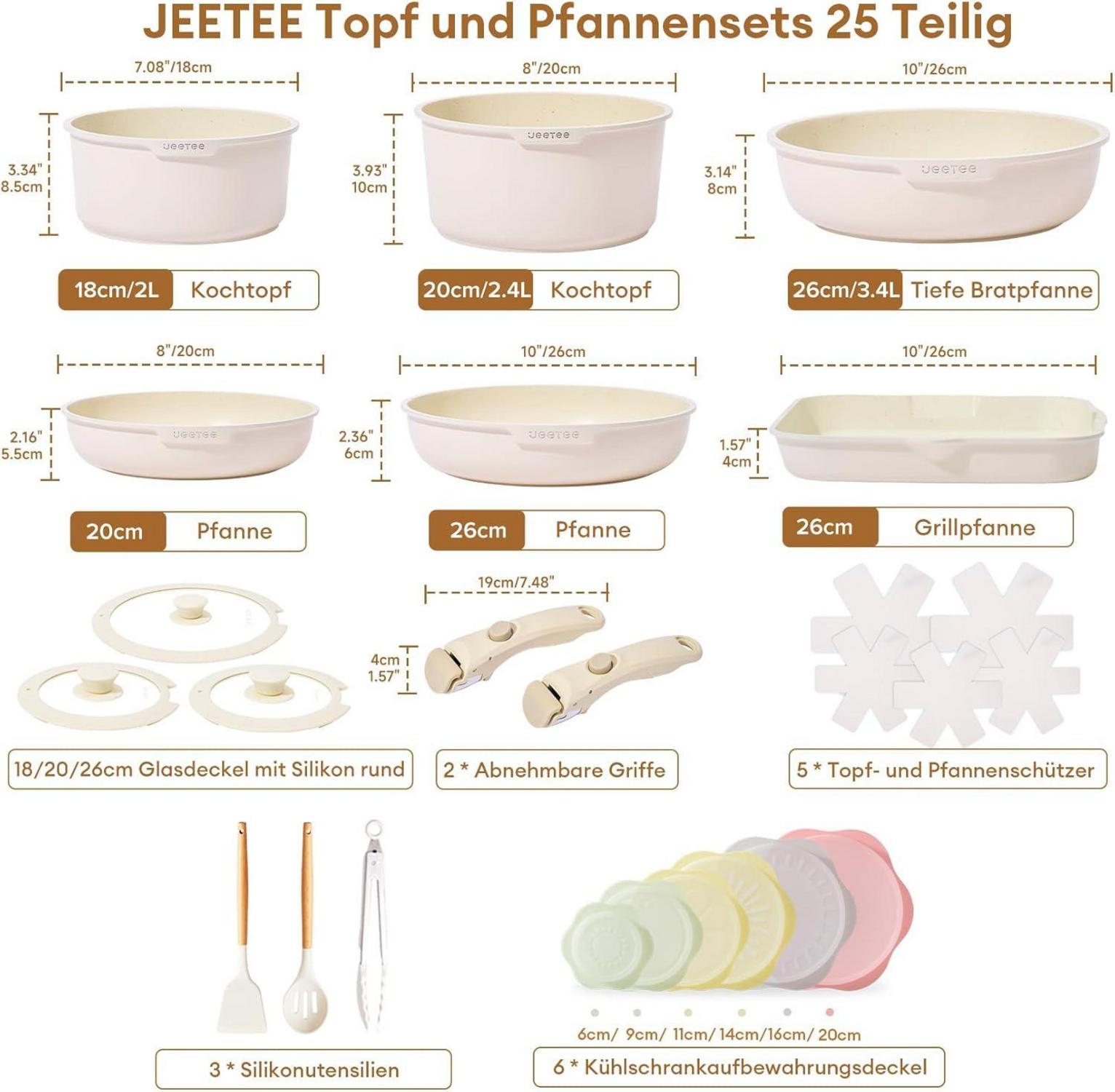 25-teiliges Topfset mit abnehmbarem