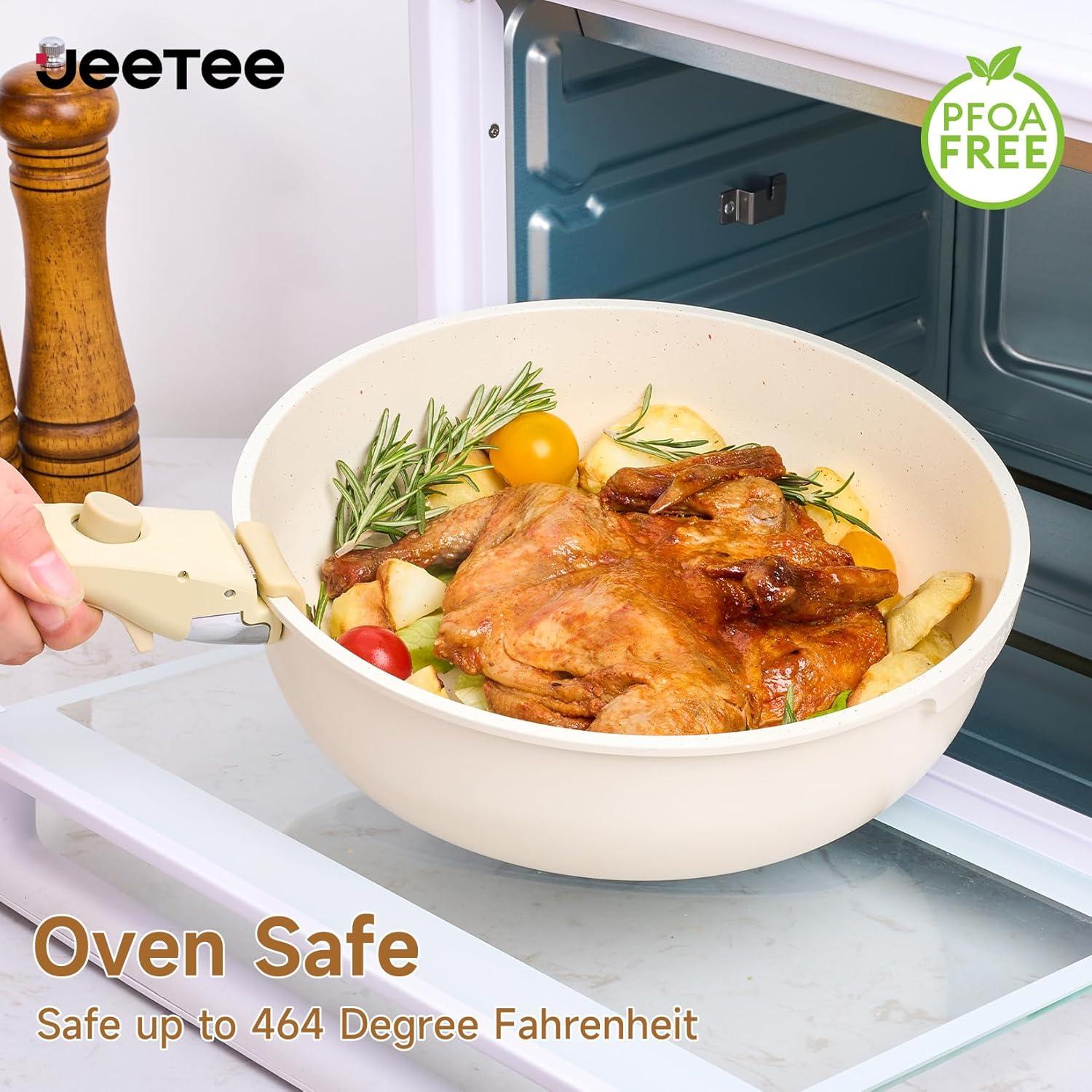 Topfset 25-teilig mit abnehmbarem Griff, antihaftbeschichtet, für alle Herdarten