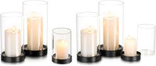 6er Set Schwarz Windlicht Kerzenhalter Glaszylinder Metall