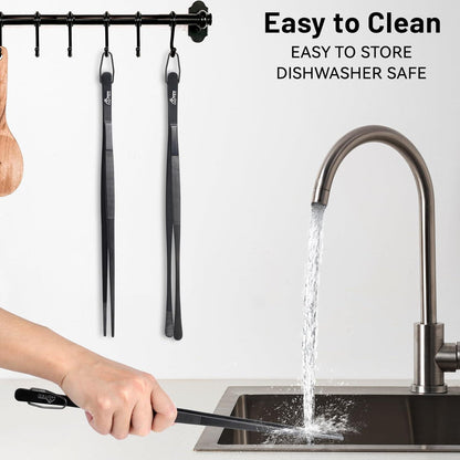 Hotec Edelstahl-Kochpinzetten Set 2 Stück 30,5 cm professionell Grill Backen