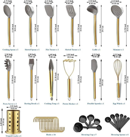 Goldenes Küchenutensilien-Set