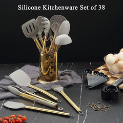 Kochutensilien-Set 38-teilig Antihaft-Silikon Utensilien mit