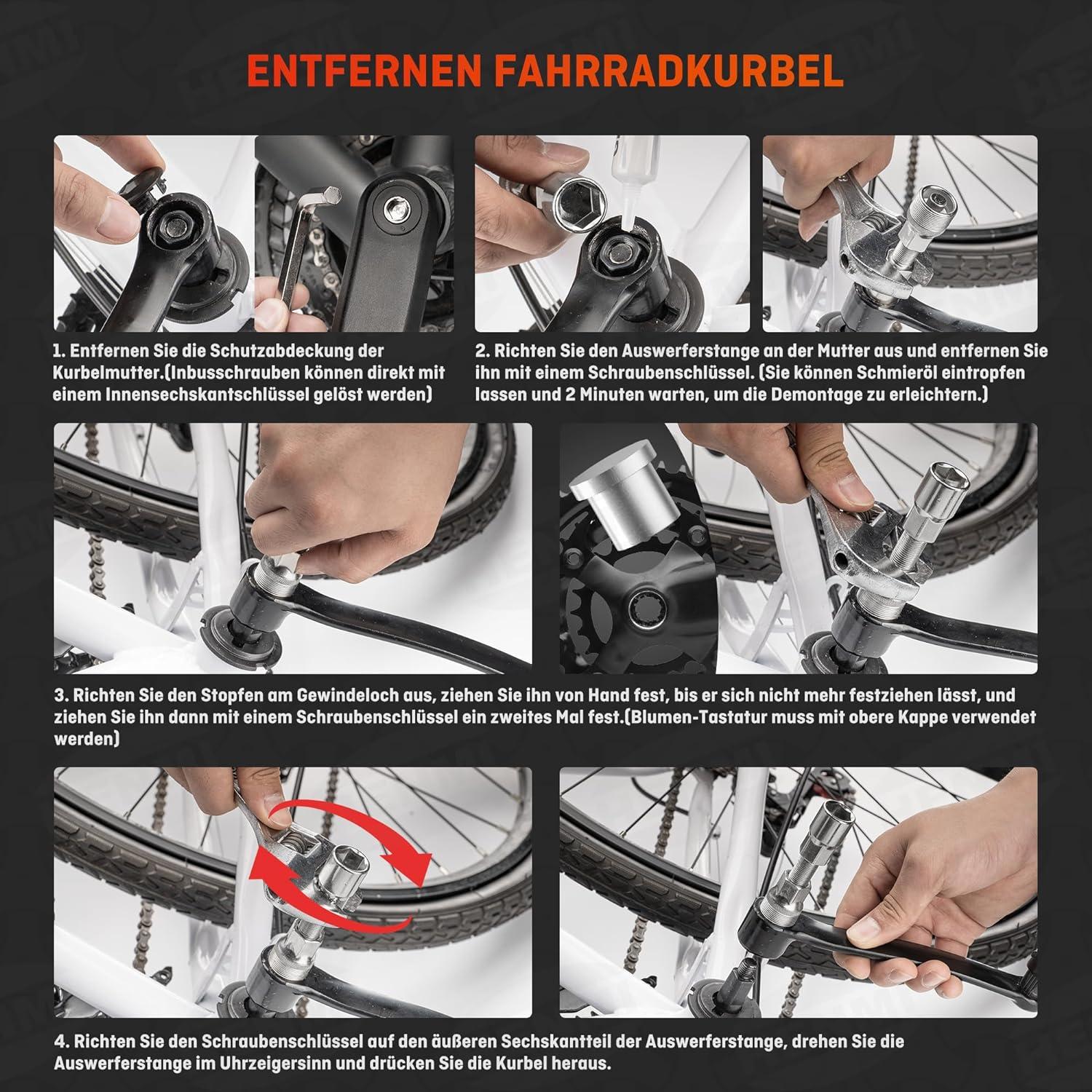 Fahrrad Kurbelabzieher 14mm Schlüssel Tretlager Werkzeug mit Schmieröl