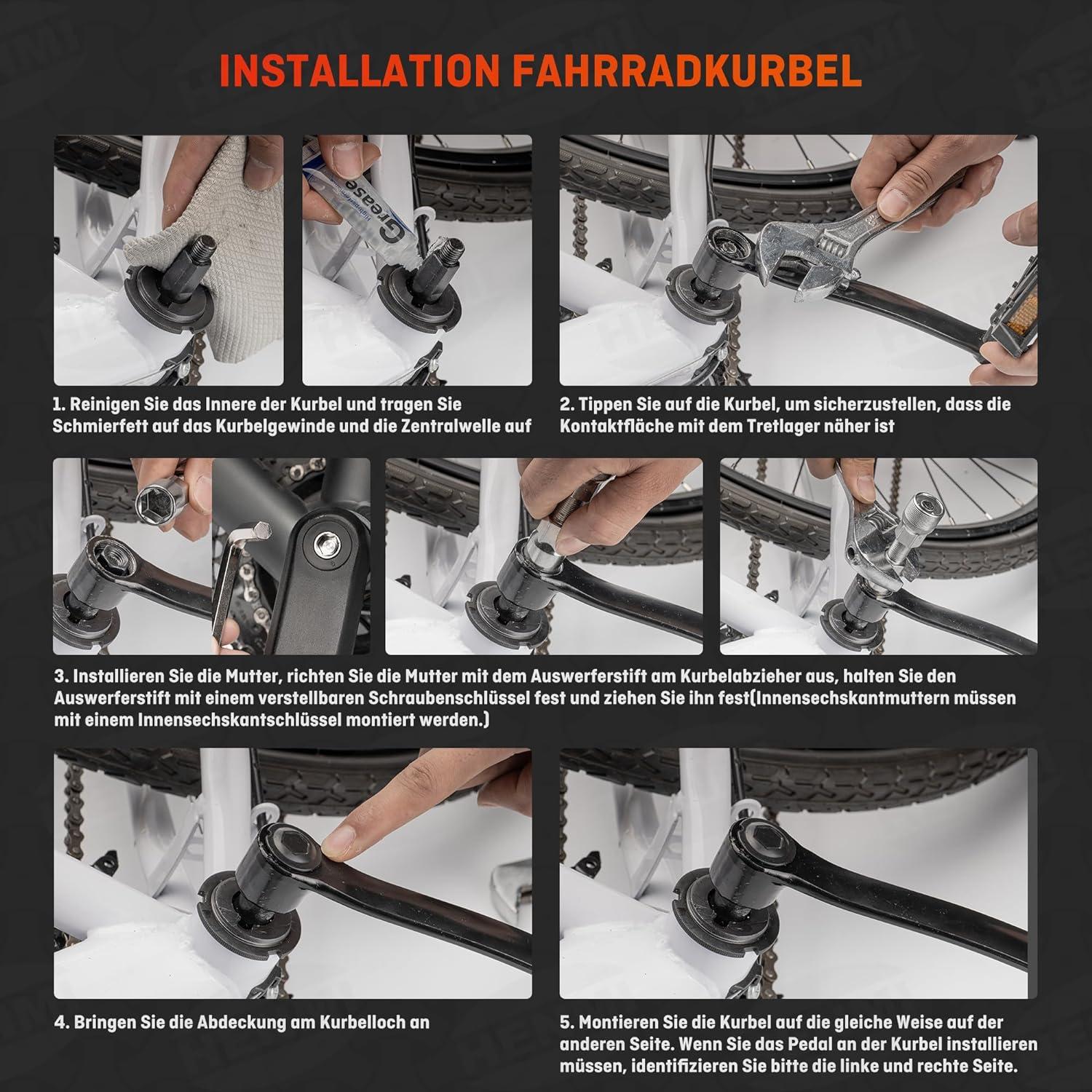 Fahrrad Kurbelabzieher mit Schmieröl und Schmierfett, Werkzeug für Tretlager und Schlüssel