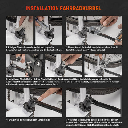 Fahrrad Kurbelabzieher mit Schmieröl und Schmierfett, Werkzeug für Tretlager und Schlüssel