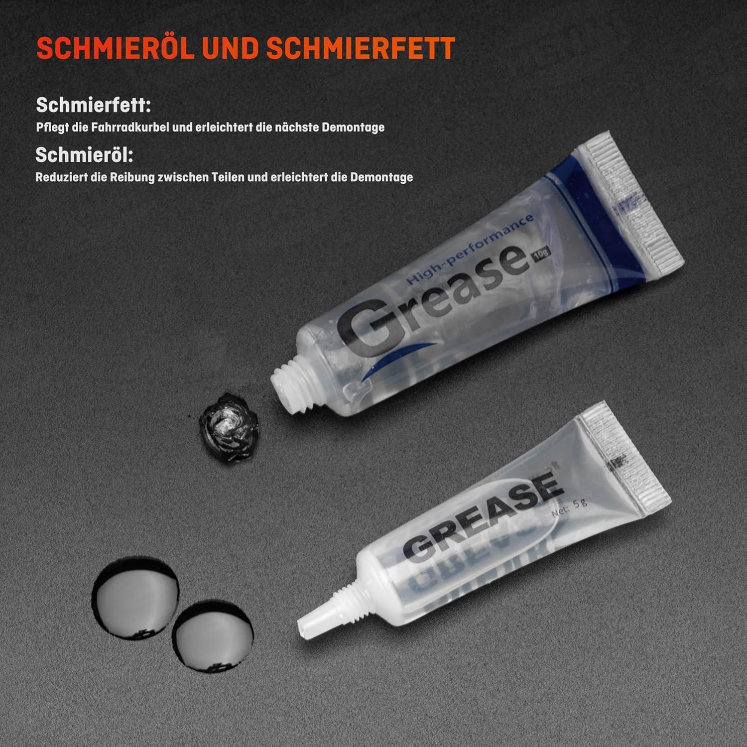 Fahrrad Kurbelabzieher 14mm Schlüssel Tretlager Werkzeug Schmieröl Schmierfett