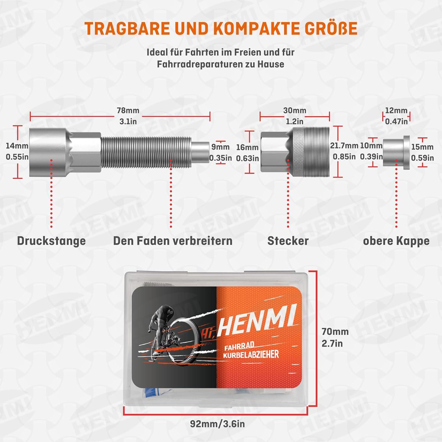 Kurbelabzieher Fahrrad 14mm & 16mm Schraubenschlüssel inkl. Schmieröl