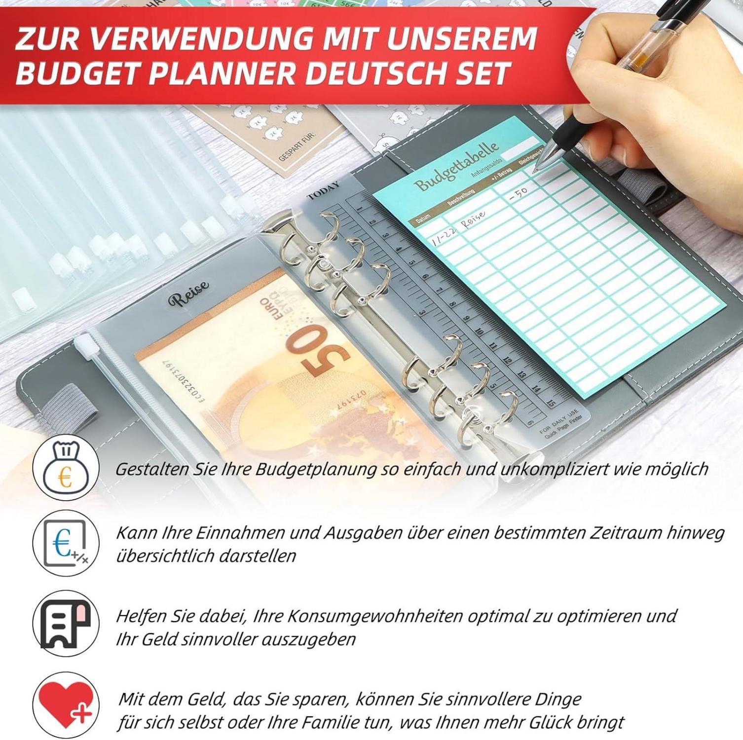 Budget Planner Zubehör A6 Binder Deutsch Sheet | Übersicht Bargeld