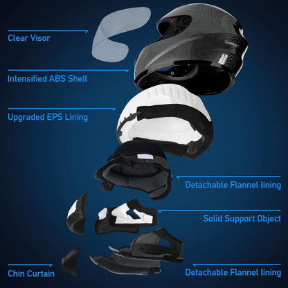 Motorradhelm Integralhelme Vollvisierhelm ECE Zertifiziert XL