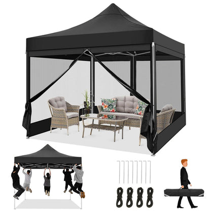Faltpavillon 3x3 Wasserdicht mit Seitenwänden & Moskitonetz
