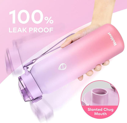 Edelstahl Trinkflasche mit Abnehmbarem Strohhalm 1L LILA ROSA