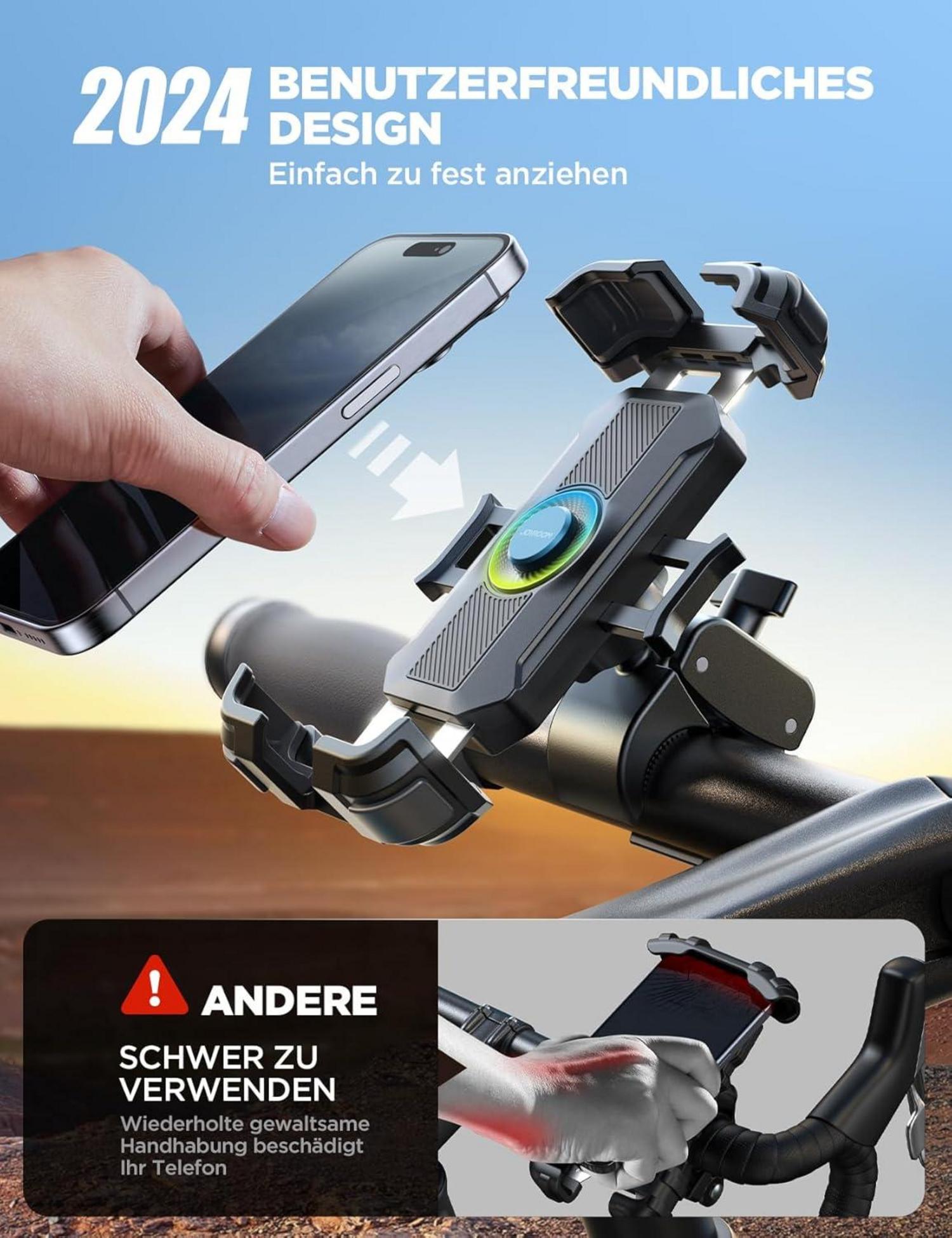 JOYROOM Fahrrad Handyhalterung 2024 Metall-Spurstange 160