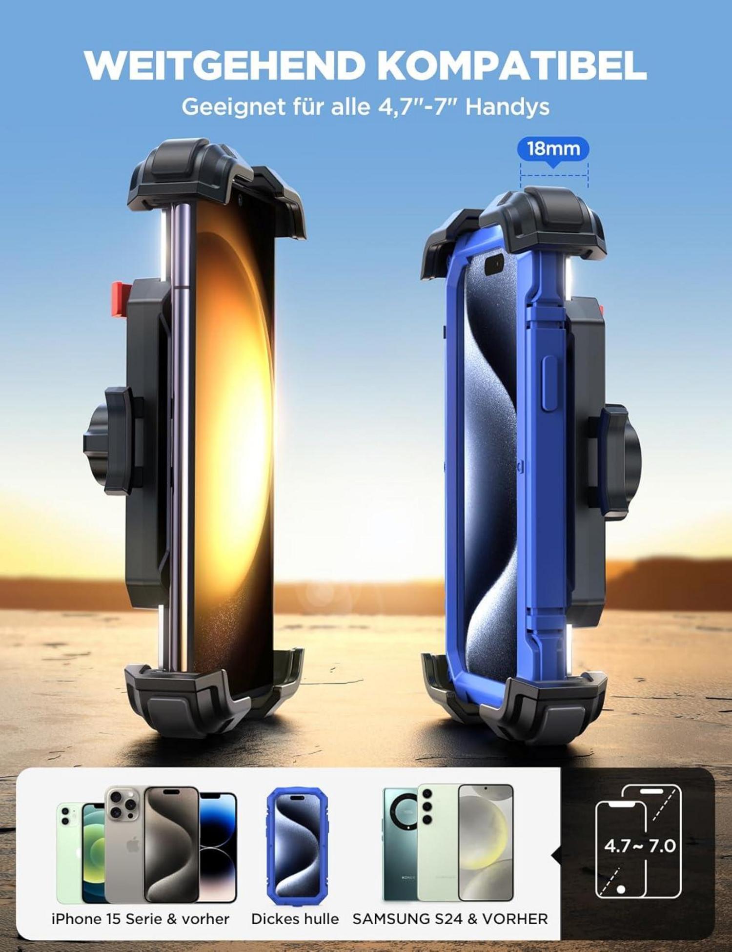 Handyhalterung Fahrrad Motorrad Universal iPhone Samsung 4,7-7 Zoll