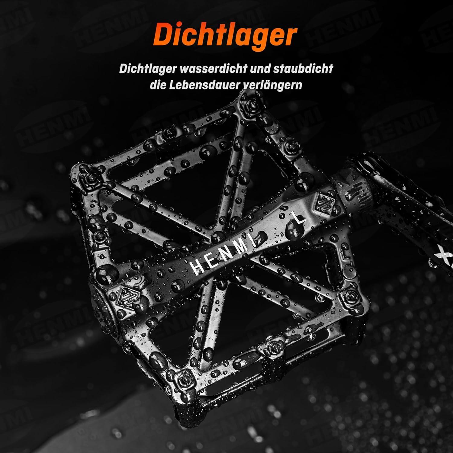 HENMI Fahrradpedale 9/16 Zoll Aluminium MTB Pedale - rutschfest und leicht