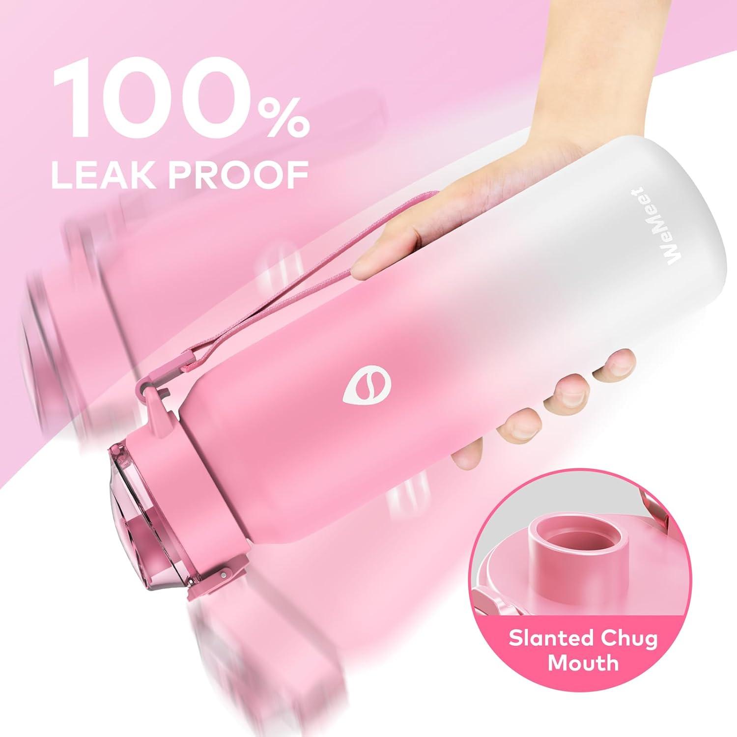 WEMEET Edelstahl Trinkflasche mit Abnehmbarem Strohhalm 1000ML