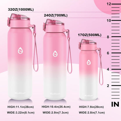 Trinkflasche 1000ML Edelstahl Abnehmbarer Strohhalm Doppelwandig