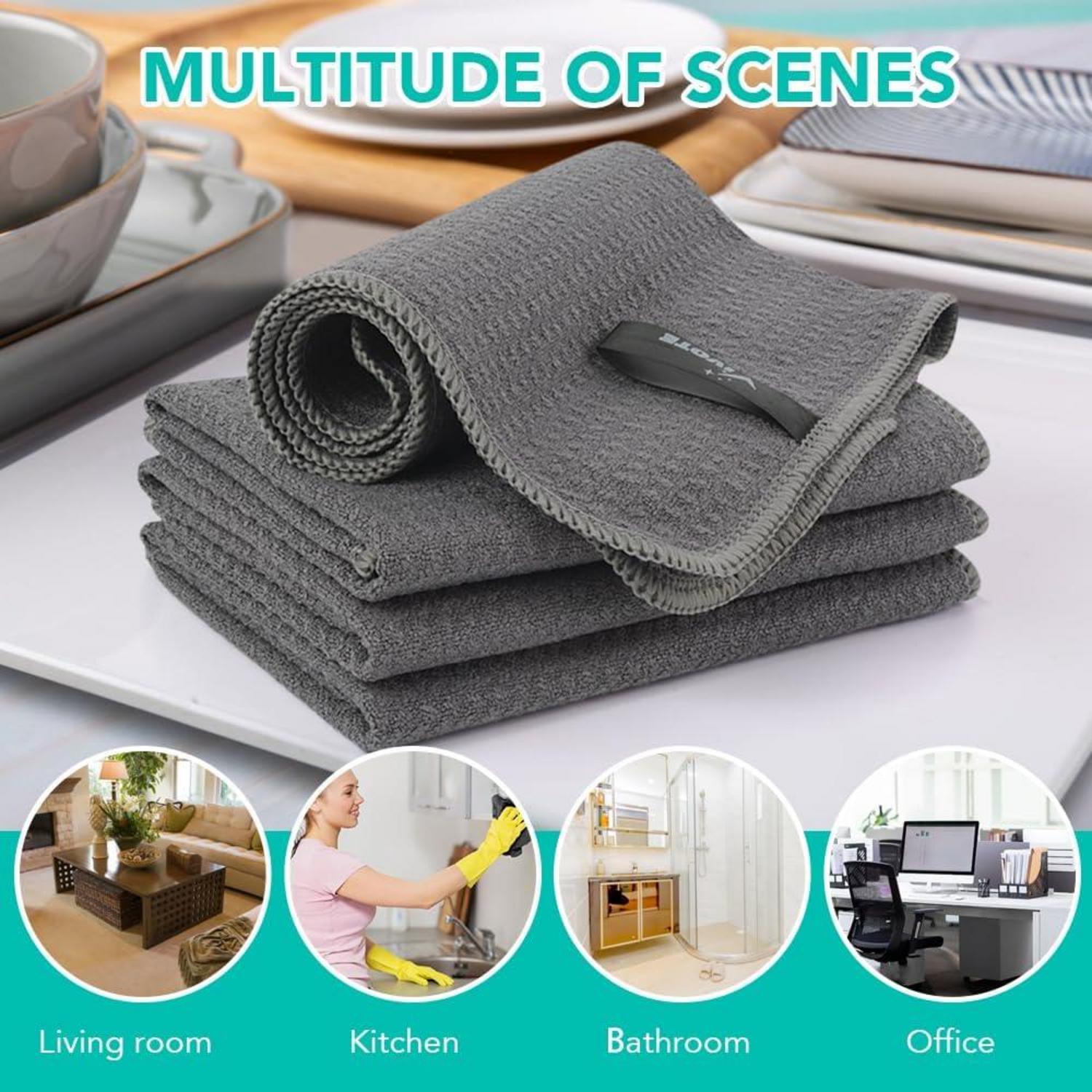 Mikrofasertücher Grau 4er Set 33x33cm Barista Küche Spültuch Fuselfrei
