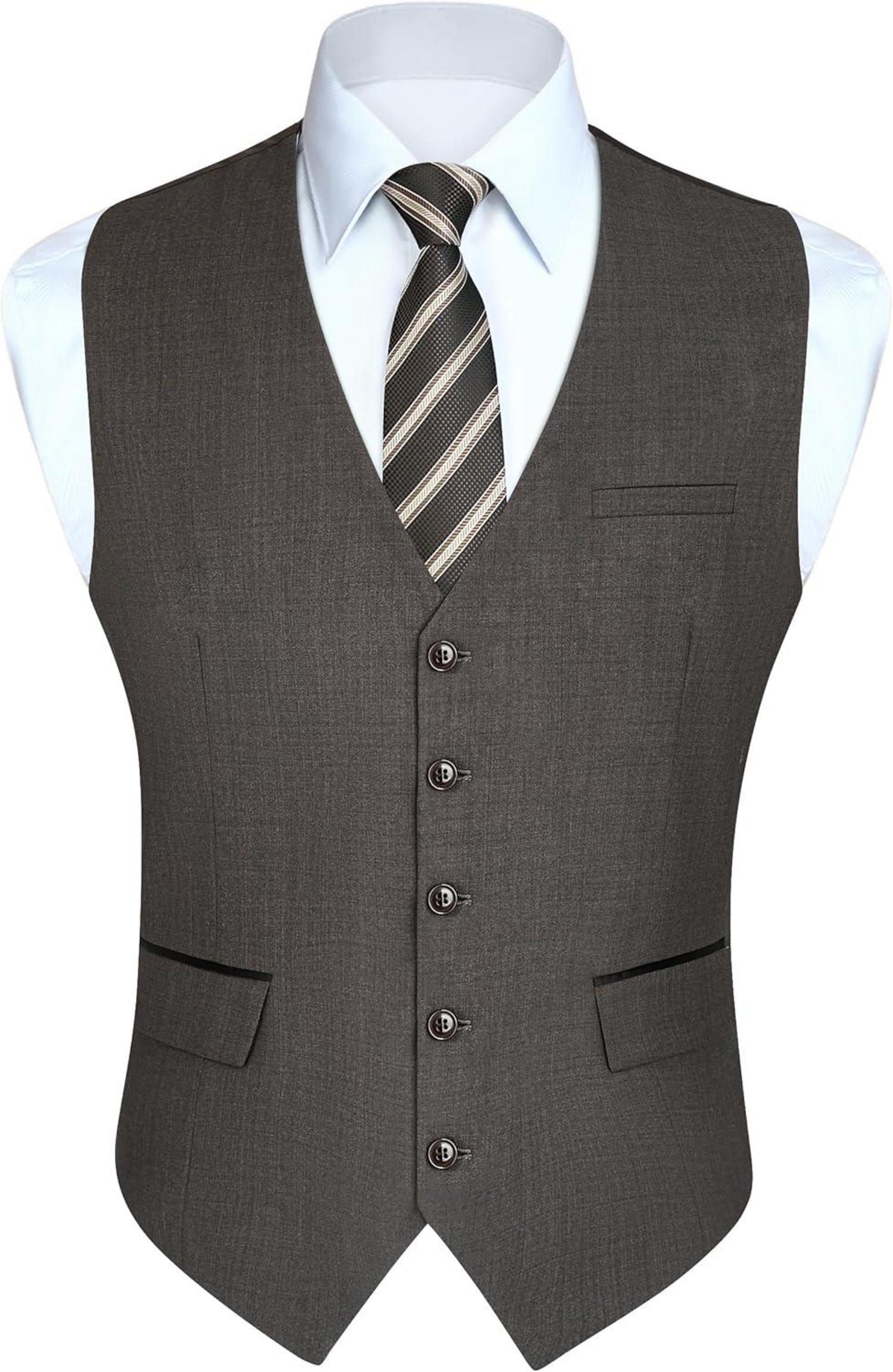 Elegante Anzugweste für Herren Hochzeit Business Casual Smoking Braun