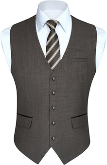 Elegante Anzugweste für Herren Hochzeit Business Casual Smoking Braun