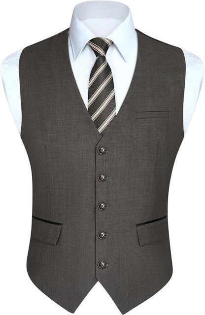 Elegante Anzugweste für Herren Hochzeit Business Casual Smoking Braun