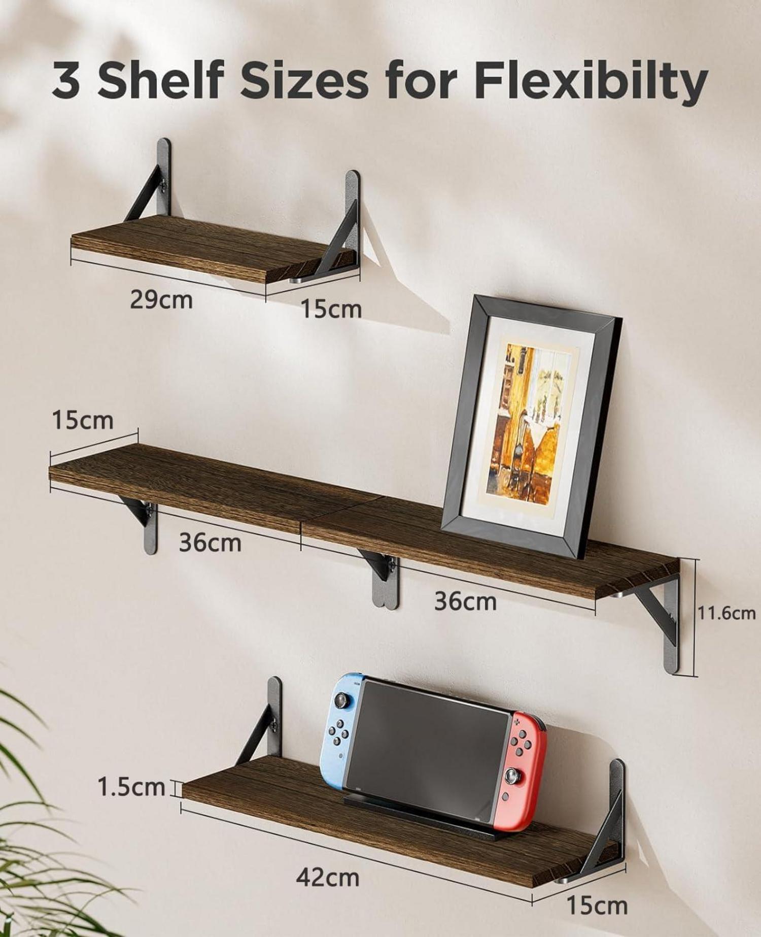 Pipishell Wandregale 4er Set aus Holz für Wanddeko und