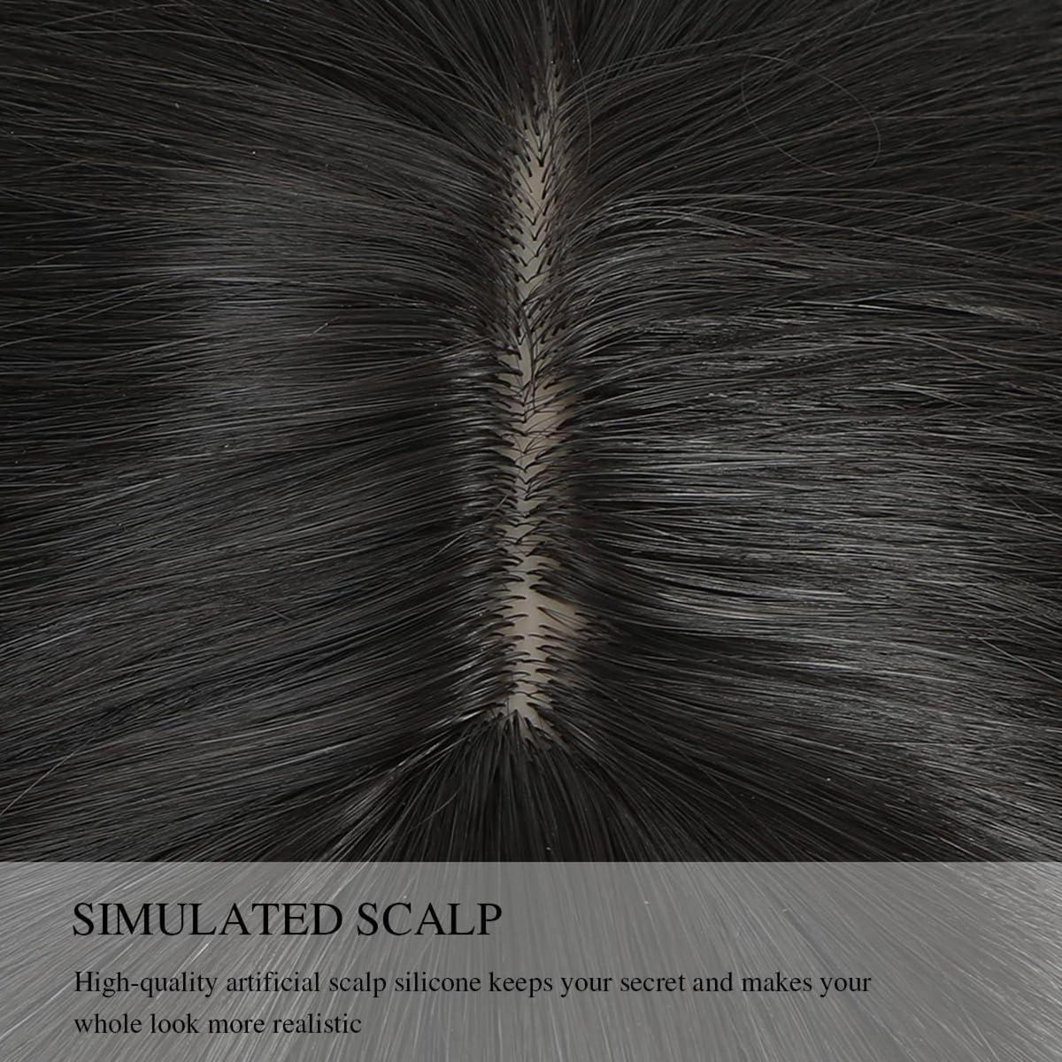 Haartopper mit Pony – Dunkelbraun, 45cm