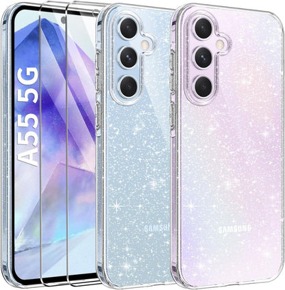 Samsung Galaxy A55 5G Glitzer Handyhülle mit Schutzfolie