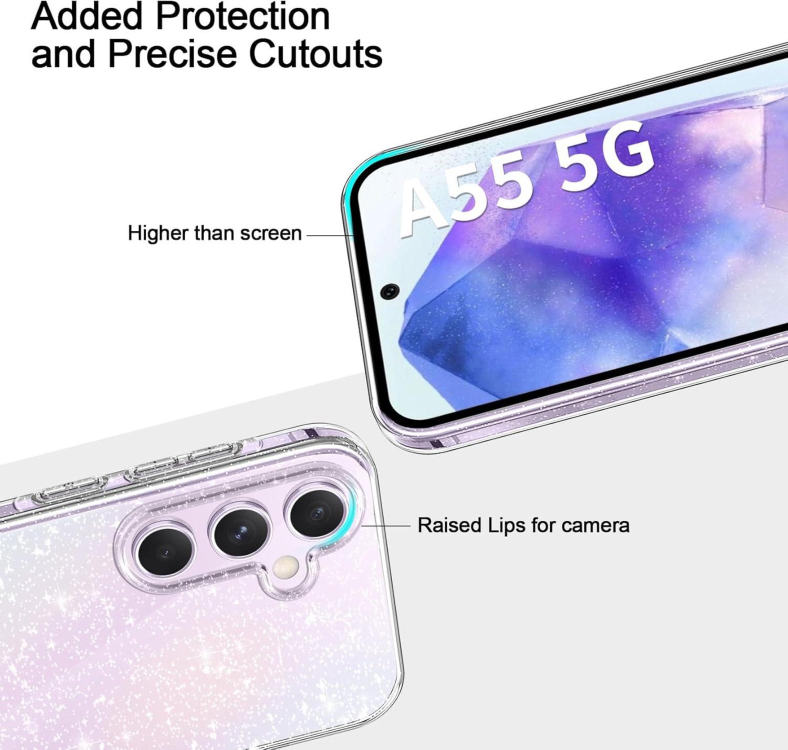 Samsung Galaxy A55 5G Glitzer Handyhülle mit Schutzfolie