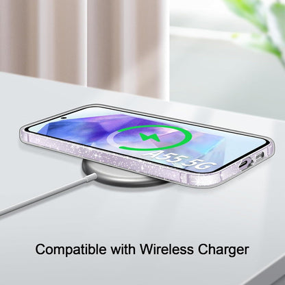 Silikon Glitzer Handyhülle Samsung Galaxy A55 5G + 2 Schutzfolien
