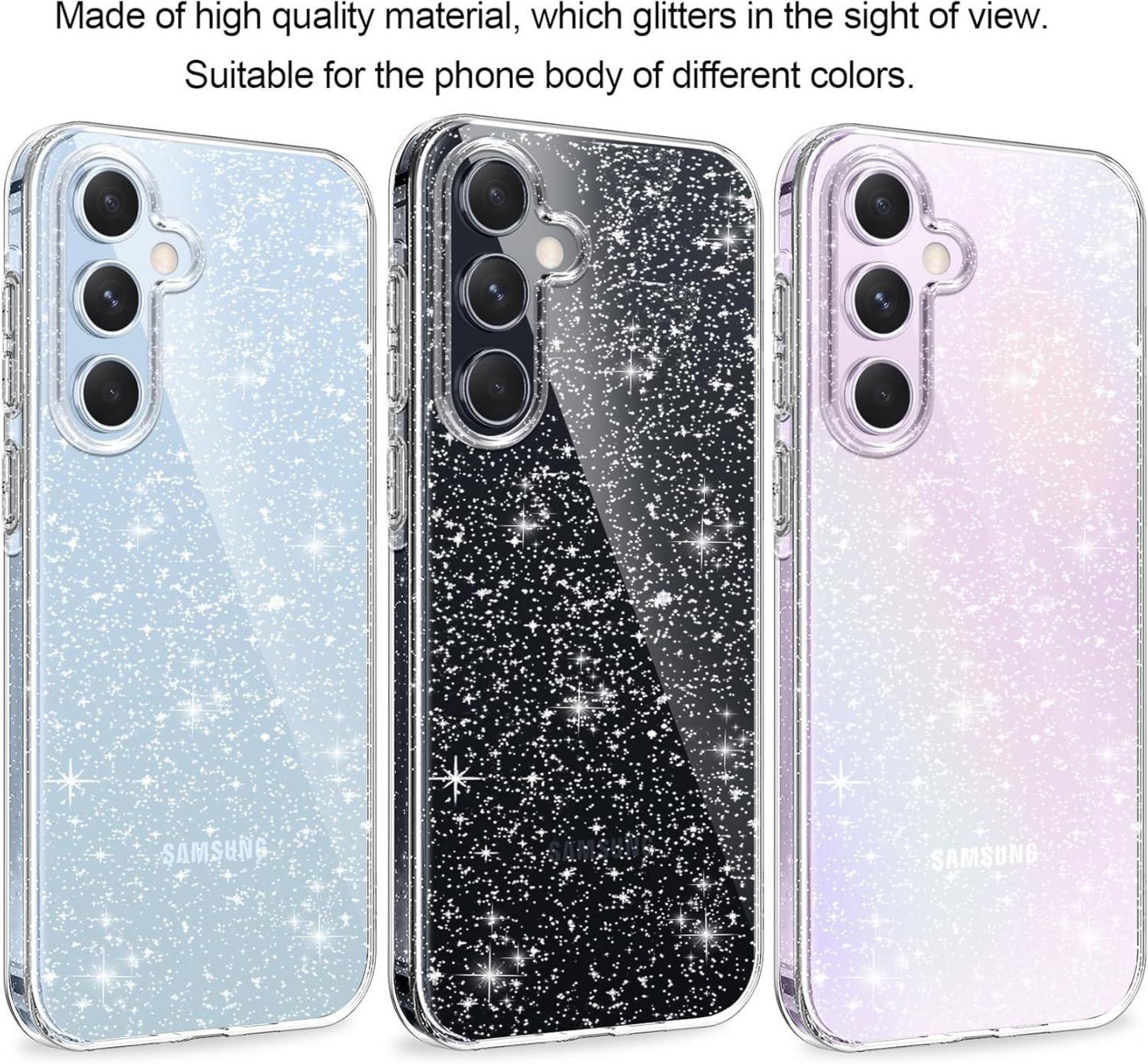 Silikon Glitzer Handyhülle Samsung Galaxy A55 5G + 2 Schutzfolien