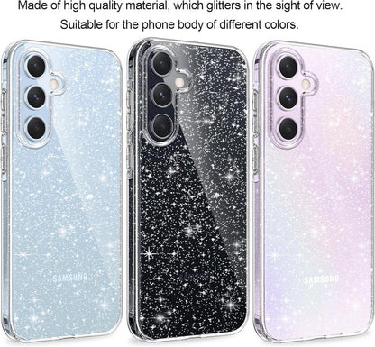 Silikon Glitzer Handyhülle Samsung Galaxy A55 5G + 2 Schutzfolien