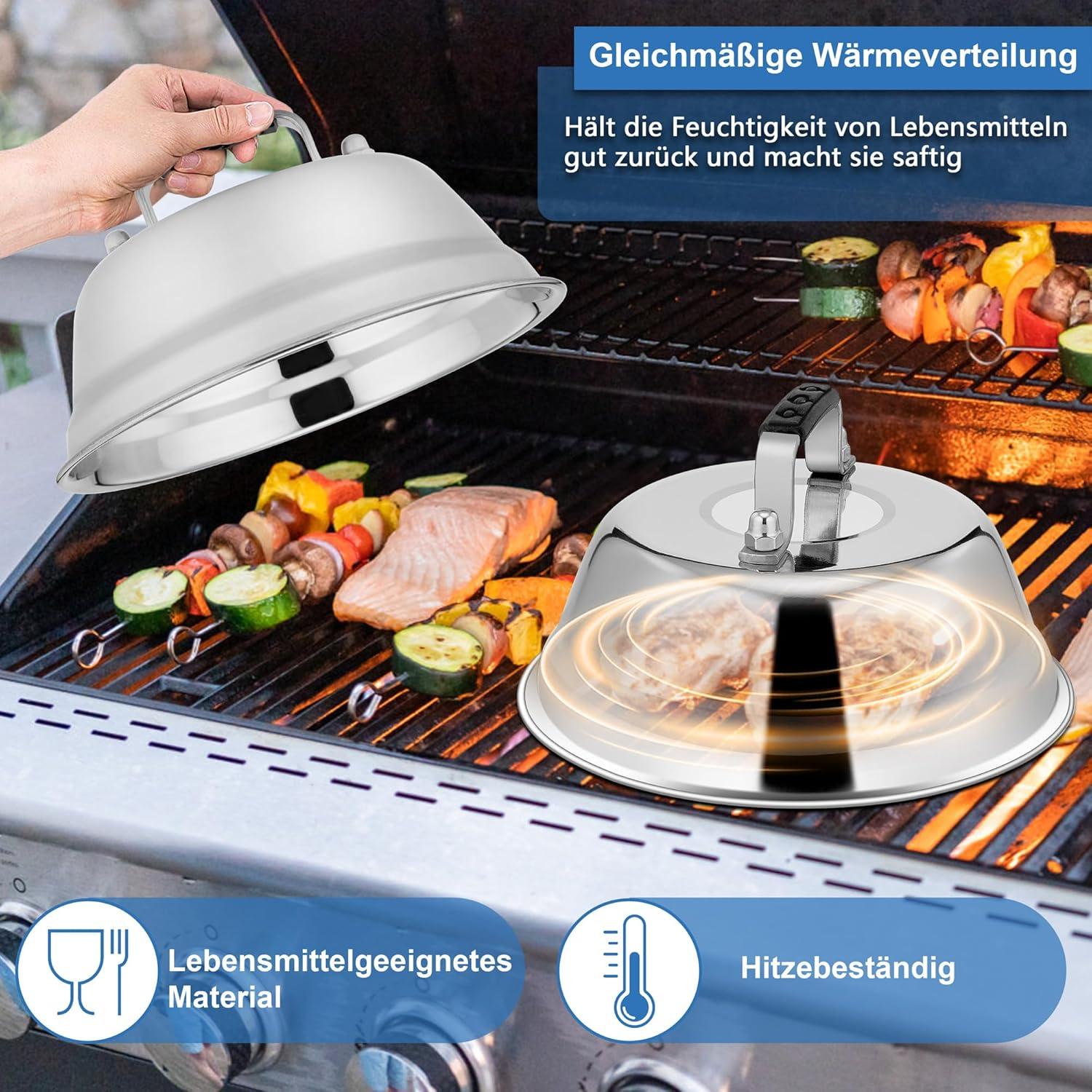 Edelstahl Burger Glocke 2 Stück Grill Steak Käse Teppanyaki