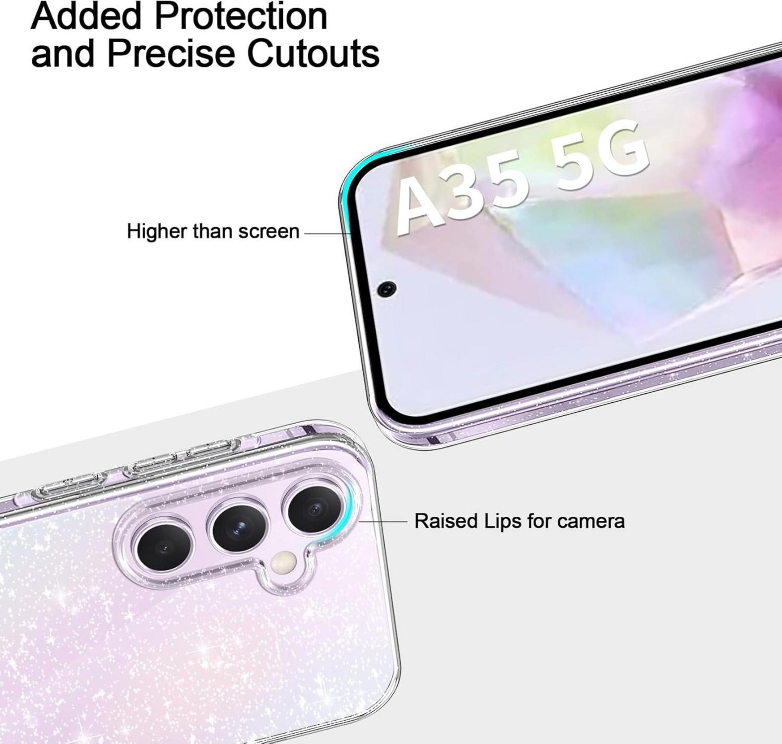 Glitzer Handyhülle Samsung Galaxy A35 5G TPU Case mit Schutzfolie