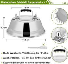 Edelstahl Burgerglocke mit Verbrühschutzgriff, 2 Stück