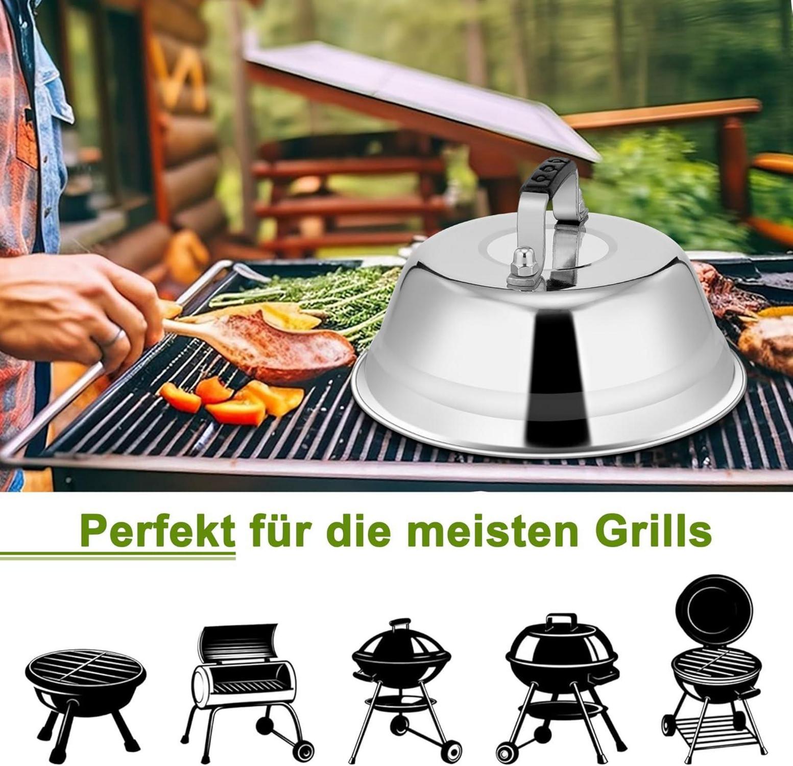 Edelstahl Burgerglocke 2er Set für Grill Steak Käse Spülmaschinenfest