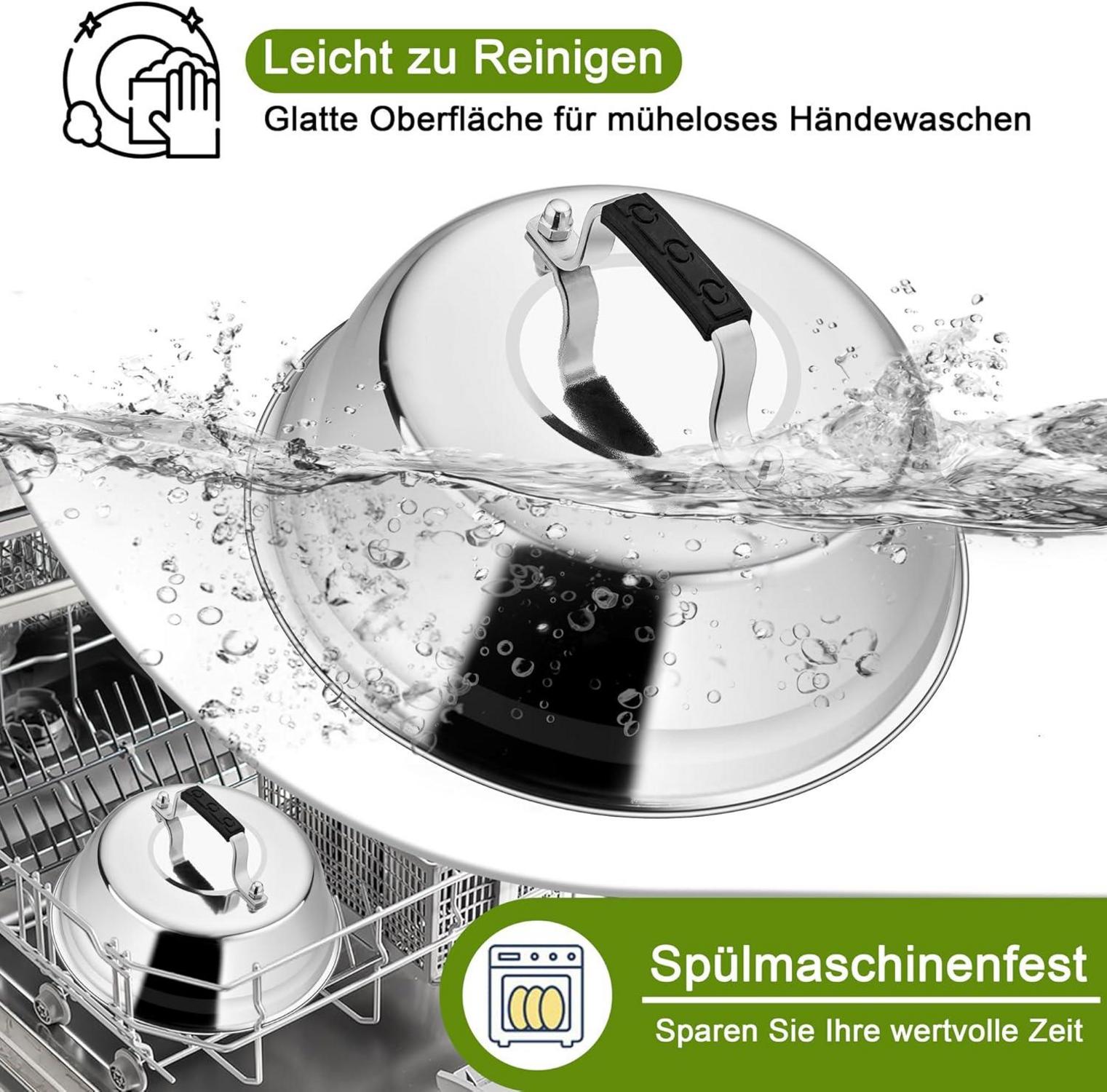 Edelstahl Burgerglocke 2er Set Hitzebeständiger Griff Spülmaschinenfest