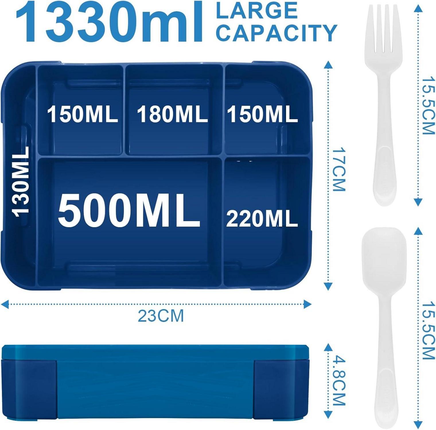 Brotdose Kinder mit Fächern 1300ml Auslaufsicher Bento Box
