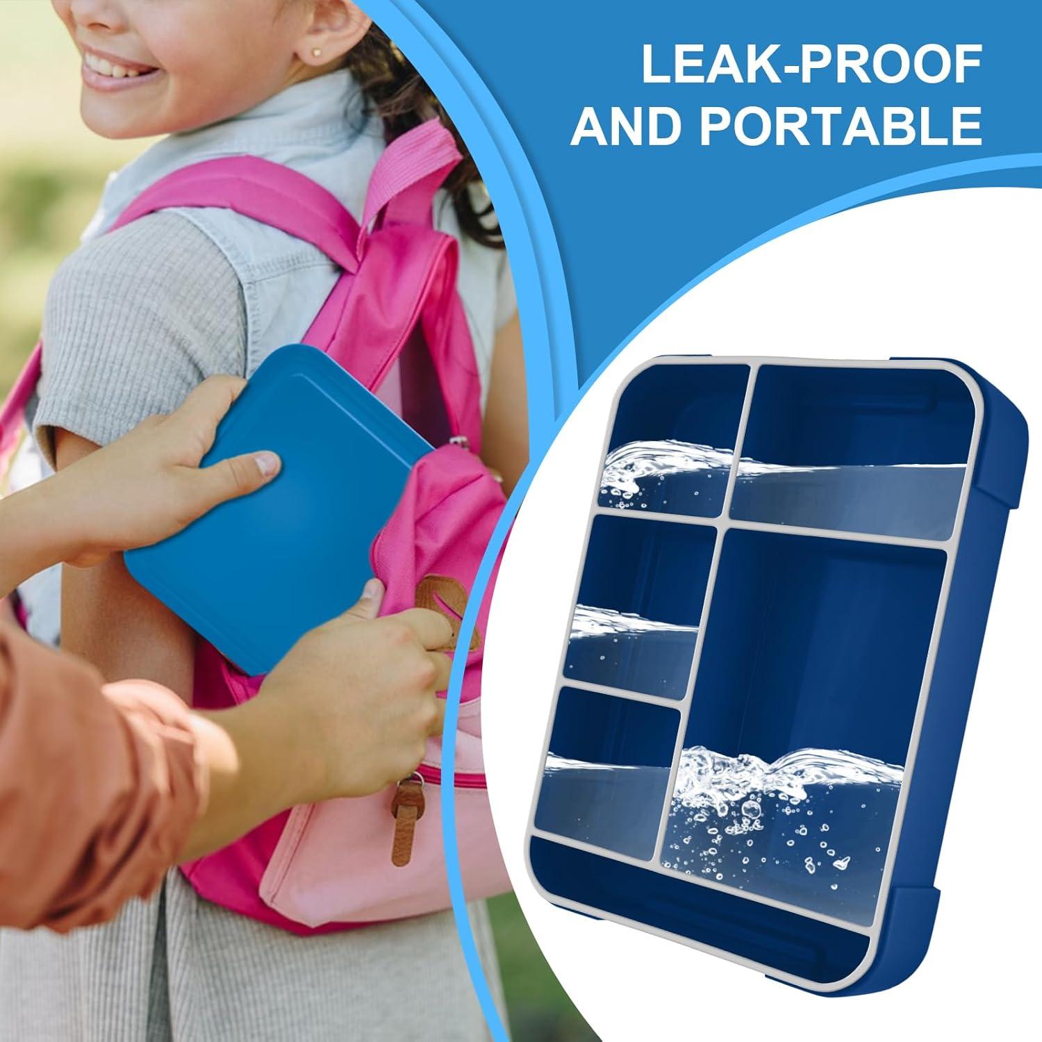 IJIAMY Brotdose Kinder mit Fächern 1300ml Marineblau Leicht zu tragen und auslaufsicher