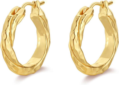Silber Creolen Damen 925 Chunky Hypoallergen Hoops Ohrringe