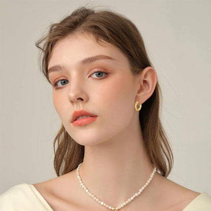 Silber Creolen Damen 925 Chunky Hypoallergen Hoops Ohrringe