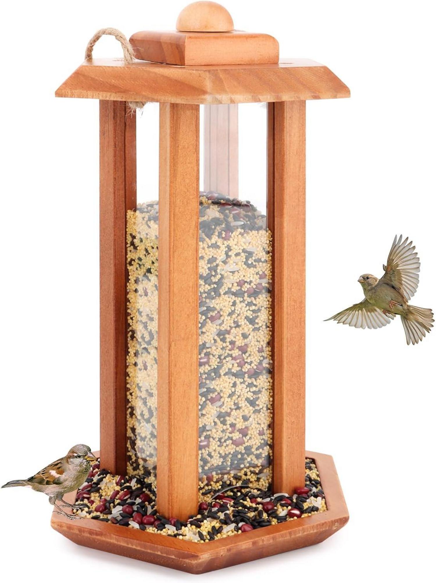 Vogelfutterhaus Holz für Vögel Hängend Futterstation Garten