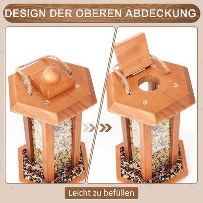 Vogelfutterhaus Holz für Vögel Hängend Futterstation Garten