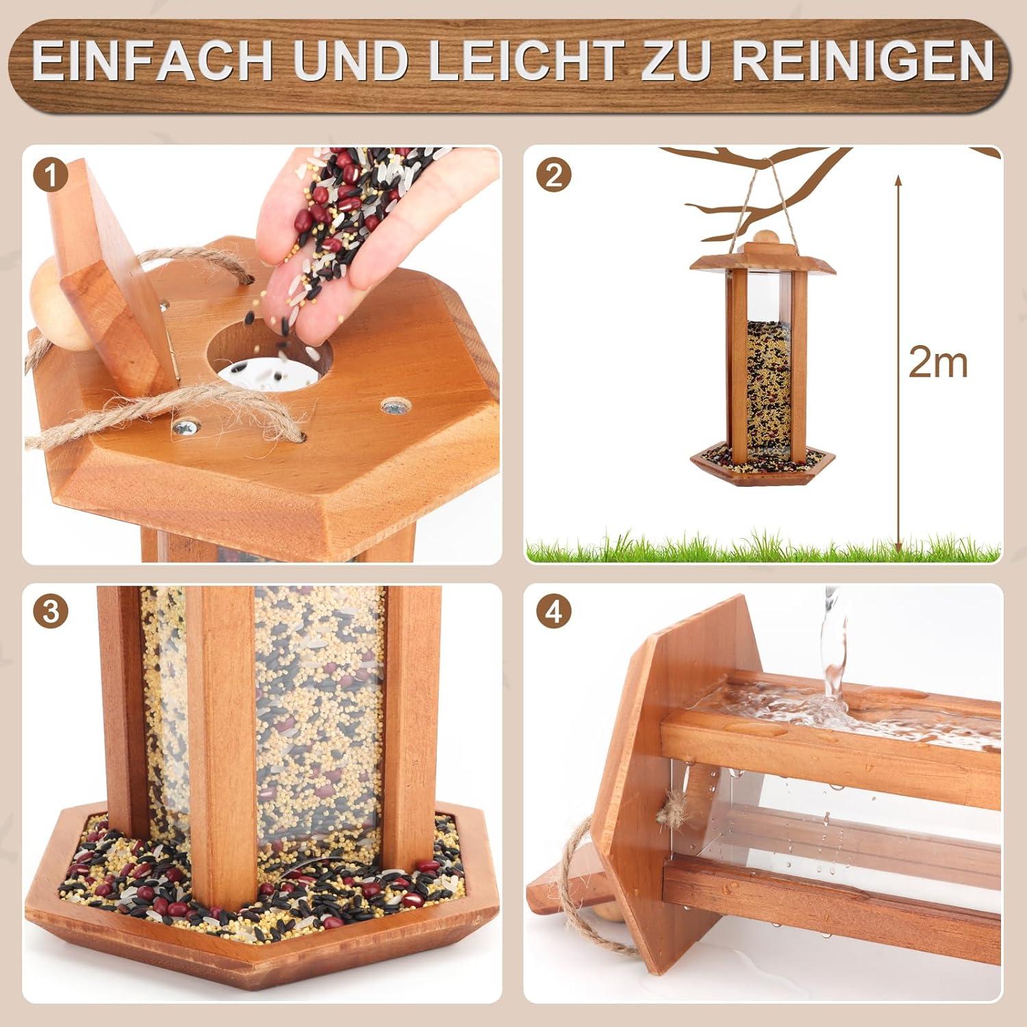 Vogelhaus Vogelfutterhaus Holz Futterstation Garten Balkonitäten
