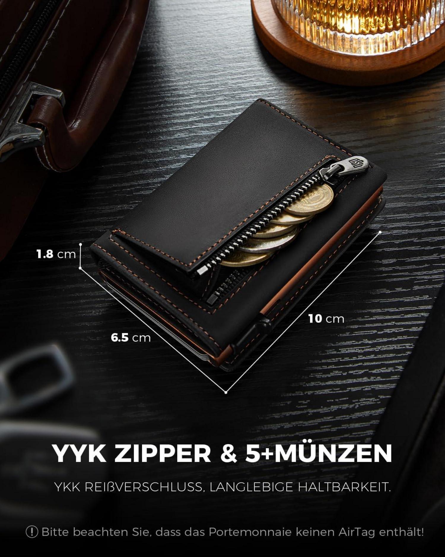 MagSnap Airtag Wallet Herren RFID Schutz SchwarzOrange